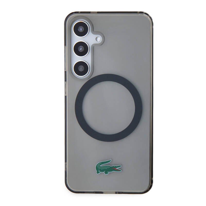 Galaxy S24 Case Lacoste Original Licensed Magsafe Transparent Crocodile Logo Printed Cover with Charging Feature - 8