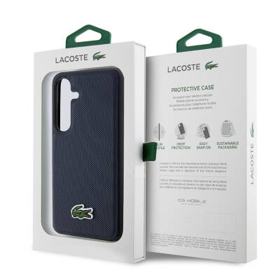 Galaxy S24 Case Lacoste Original Licensed PU Pique Pattern Back Cover with Iconic Crocodile Woven Logo - 24