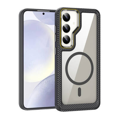 Galaxy S24 Case Magsafe Charging Featured Hard PC Carbon Fiber Edge Designed Zore Libero Cover - 1