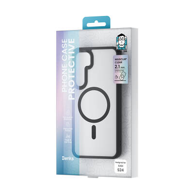 Galaxy S24 Case Magsafe Charging Featured Transparent Back Surface Benks MagClap TPU Frame Cover - 14