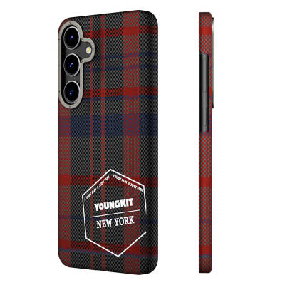 Galaxy S24 Case Plaid Patterned Youngkit Gezhi Series Cover - 1