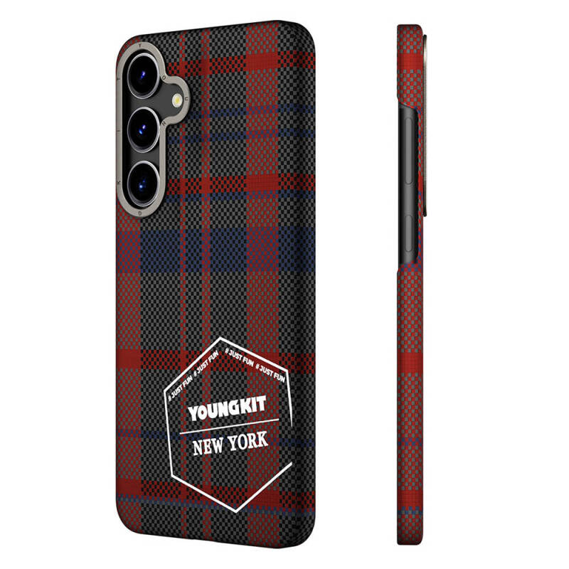 Galaxy S24 Case Plaid Patterned Youngkit Gezhi Series Cover - 1