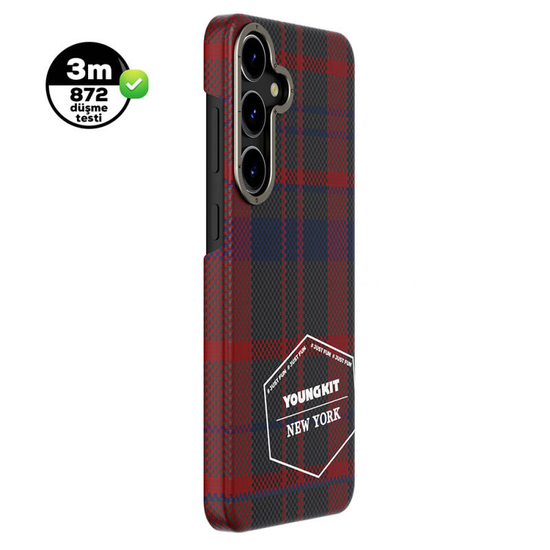 Galaxy S24 Case Plaid Patterned Youngkit Gezhi Series Cover - 6