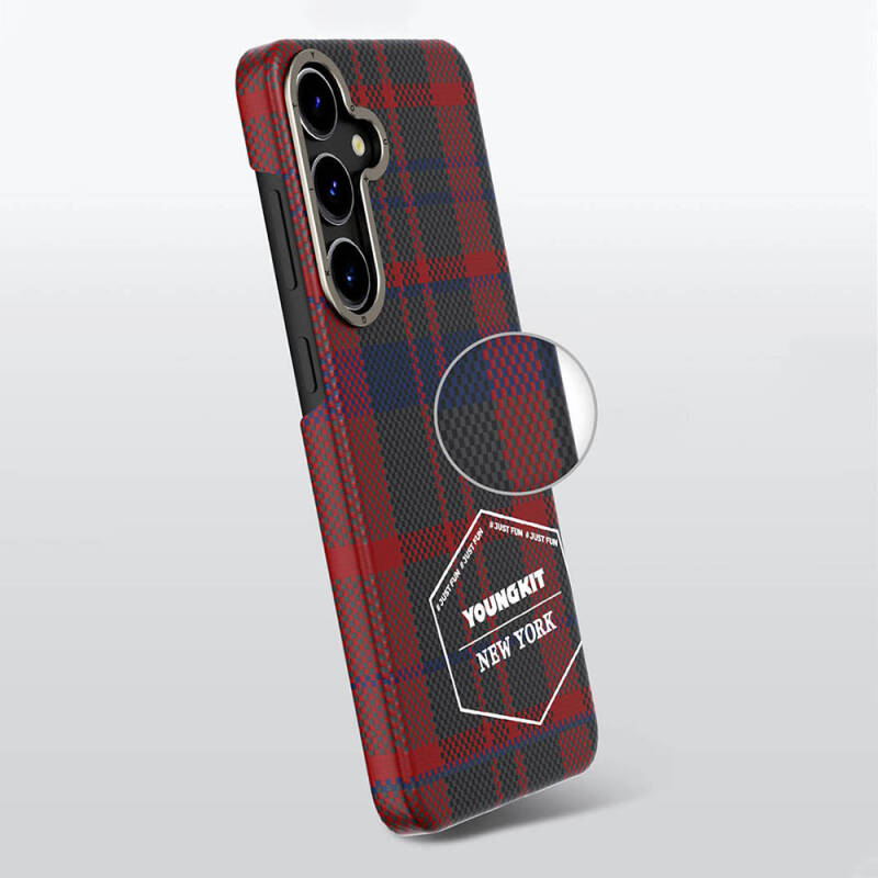 Galaxy S24 Case Plaid Patterned Youngkit Gezhi Series Cover - 12