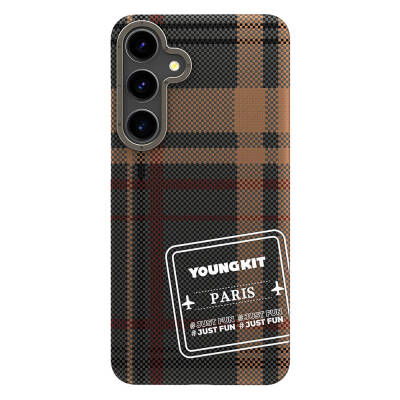 Galaxy S24 Case Plaid Patterned Youngkit Gezhi Series Cover - 9