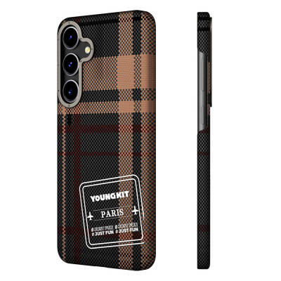 Galaxy S24 Case Plaid Patterned Youngkit Gezhi Series Cover - 3