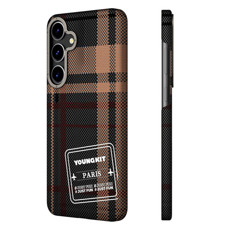 Galaxy S24 Case Plaid Patterned Youngkit Gezhi Series Cover - 3