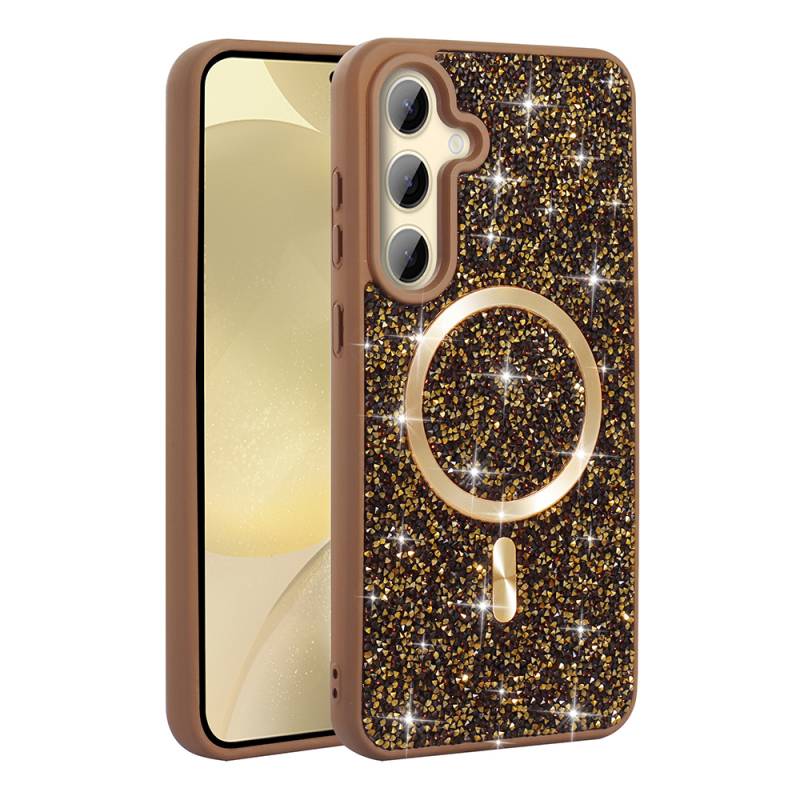 Galaxy S24 FE Case Diamond Design Magsafe Charging Feature Zore Mosaic Silicone Cover - 7