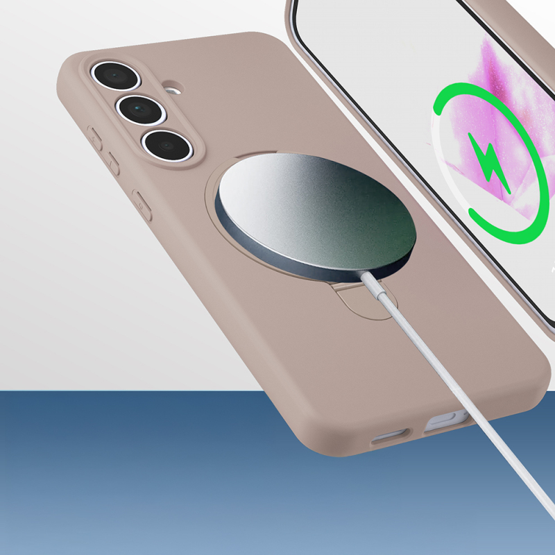 Galaxy S24 FE Kılıf M-safe Şarj Özellikli Standlı Zore Samara Kapak - 9