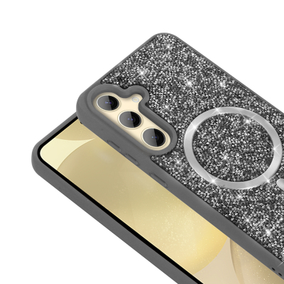 Galaxy S24 FE Kılıf Pırlanta Tasarımlı M-safe Şarj Özellikli Zore Mozaik Silikon Kapak - 10