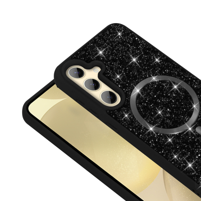 Galaxy S24 FE Kılıf Pırlanta Tasarımlı M-safe Şarj Özellikli Zore Mozaik Silikon Kapak - 6