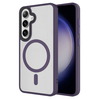 Galaxy S24 FE Kılıf Sert PC Arka Yüzey Wireless Şarj Özellikli Zore Flet M-safe Kapak - 1