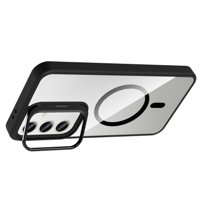 Galaxy S24 FE Kılıf Standlı ve Kamera Lens Hediyeli M-Safe Şarj Özellikli Zore Etro Kapak - 13
