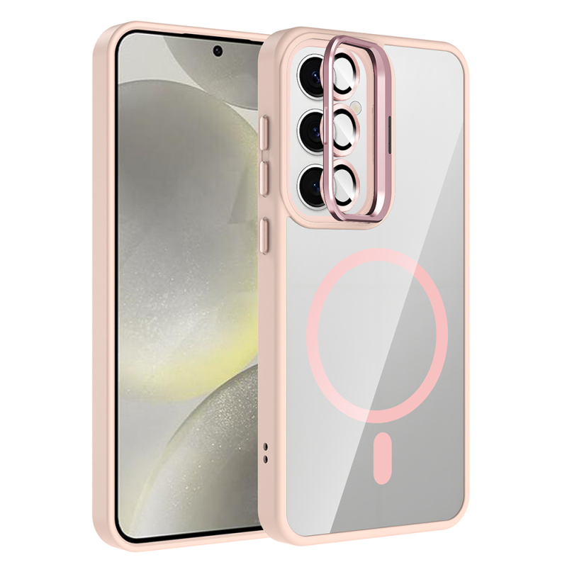Galaxy S24 FE Kılıf Standlı ve Kamera Lens Hediyeli M-Safe Şarj Özellikli Zore Etro Kapak - 4
