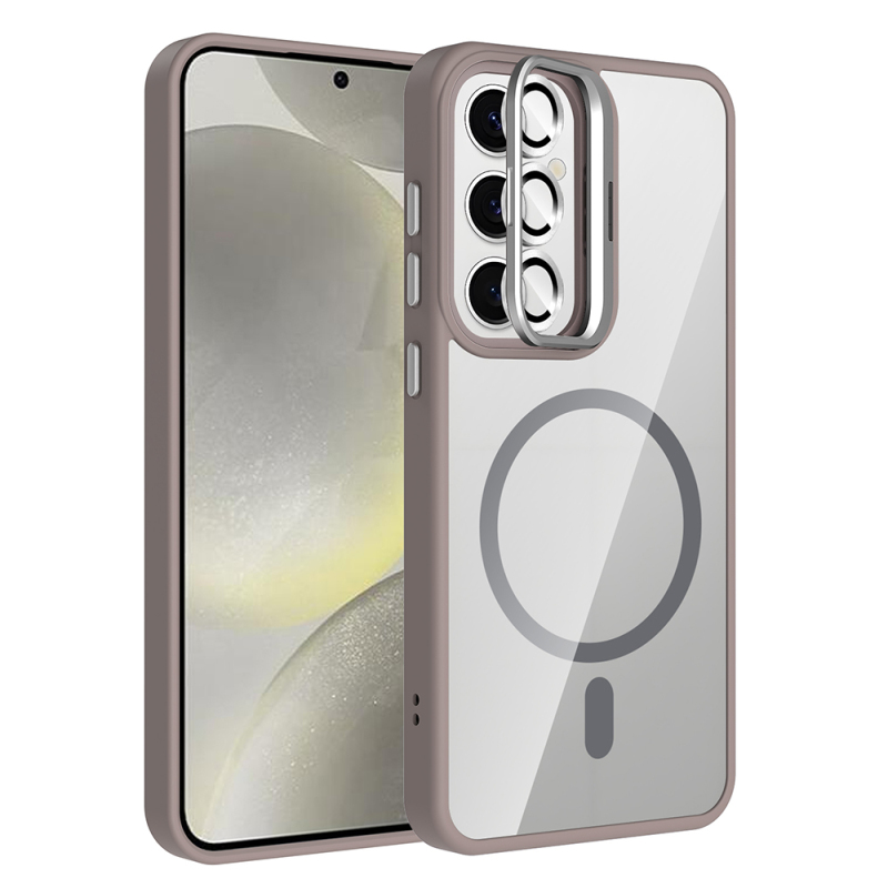 Galaxy S24 FE Kılıf Standlı ve Kamera Lens Hediyeli M-Safe Şarj Özellikli Zore Etro Kapak - 7