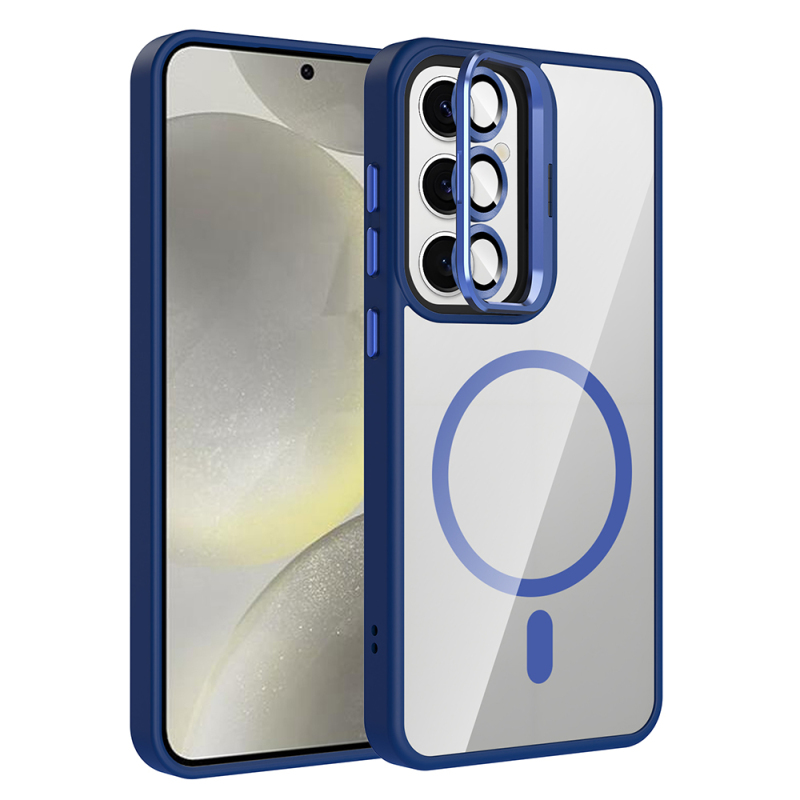 Galaxy S24 FE Kılıf Standlı ve Kamera Lens Hediyeli M-Safe Şarj Özellikli Zore Etro Kapak - 2