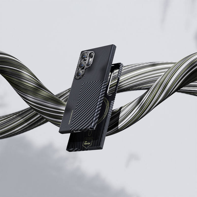 Galaxy S24 Kılıf M-safe Şarj Özellikli Karbon Fiber Benks Montage ArmorAir Kevlar Kapak - 9