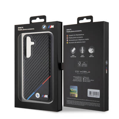 Galaxy S24 Plus Case BMW Original Licensed Three Stripes PU Carbon Cover with M Logo with Magsafe Charging Feature - 7