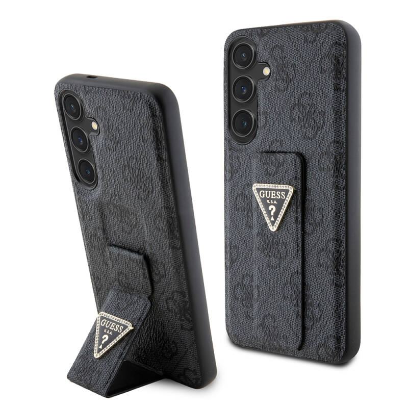 Galaxy S24 Plus Case Guess Original Licensed 4G Patterned Triangle Logo Leather Cover with Stand - 1