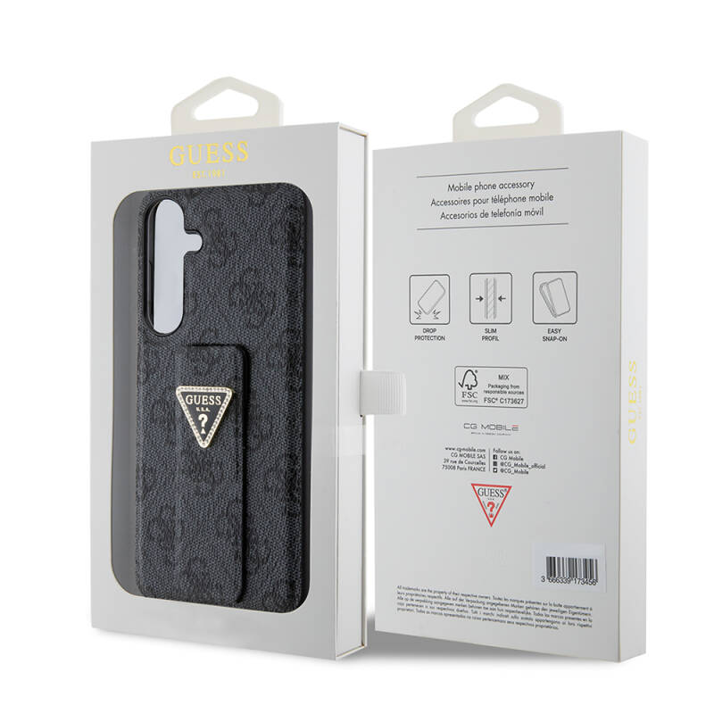 Galaxy S24 Plus Case Guess Original Licensed 4G Patterned Triangle Logo Leather Cover with Stand - 7