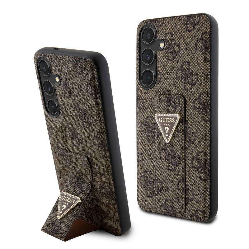 Galaxy S24 Plus Case Guess Original Licensed 4G Patterned Triangle Logo Leather Cover with Stand - 9