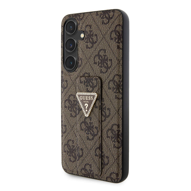 Galaxy S24 Plus Case Guess Original Licensed 4G Patterned Triangle Logo Leather Cover with Stand - 10