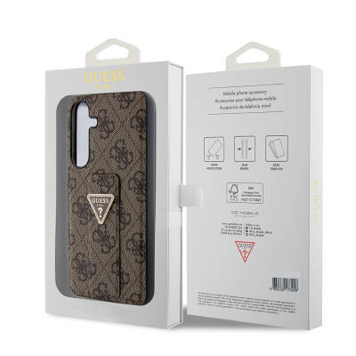 Galaxy S24 Plus Case Guess Original Licensed 4G Patterned Triangle Logo Leather Cover with Stand - 15