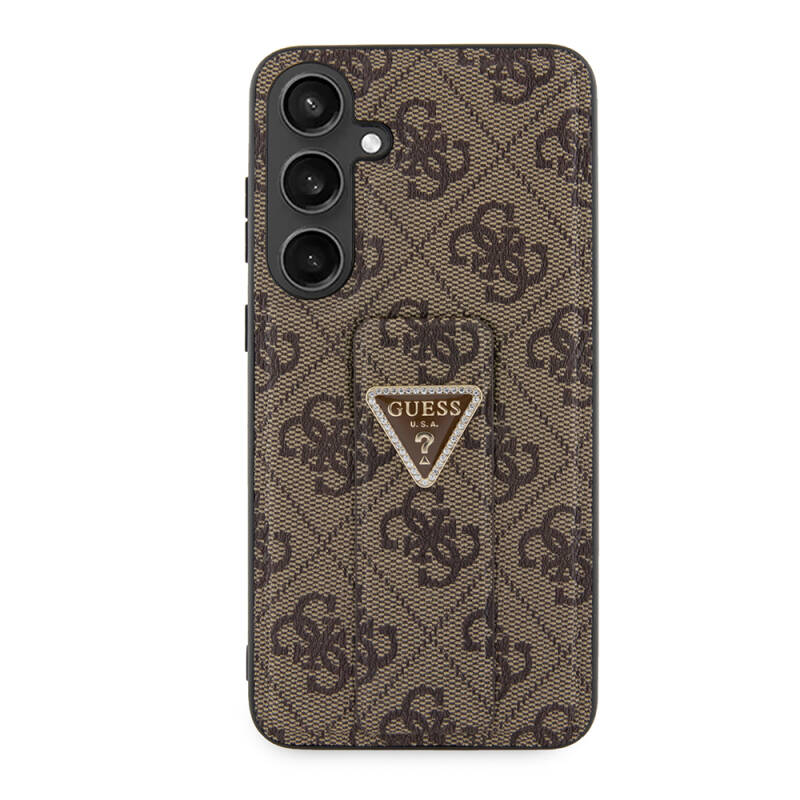 Galaxy S24 Plus Case Guess Original Licensed 4G Patterned Triangle Logo Leather Cover with Stand - 16