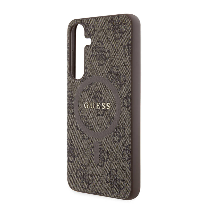 Galaxy S24 Plus Case Guess Original Licensed Magsafe Charging Featured PU Ring 4G Patterned Text Logo Cover - 12