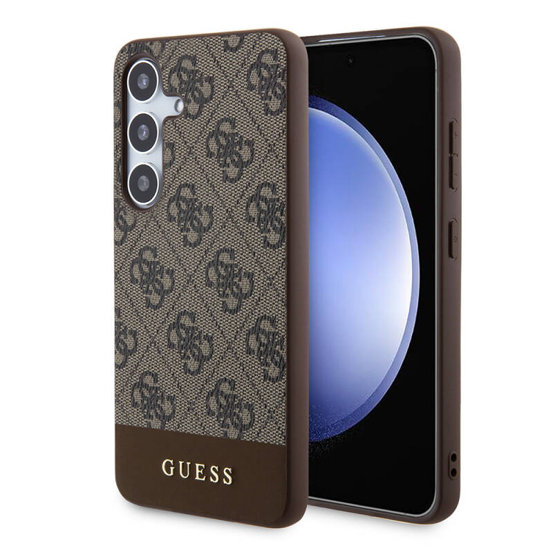 Galaxy S24 Plus Case Guess Original Licensed PU Leather Cover with Stripe Logo Design - 1