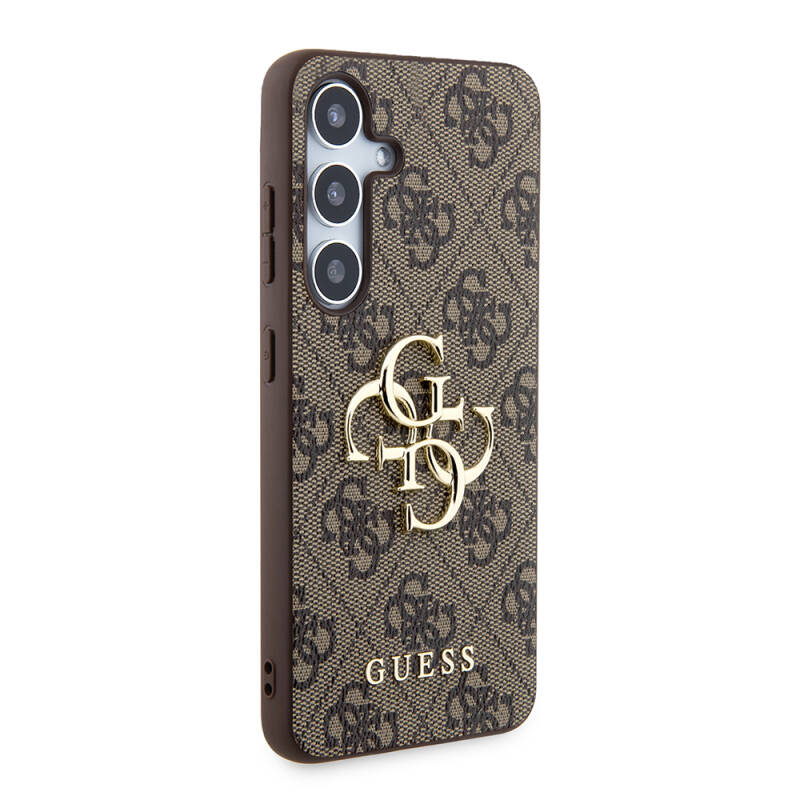 Galaxy S24 Plus Case Guess Original Licensed PU Leather Text and 4G Metal Logo Patterned Cover - 4