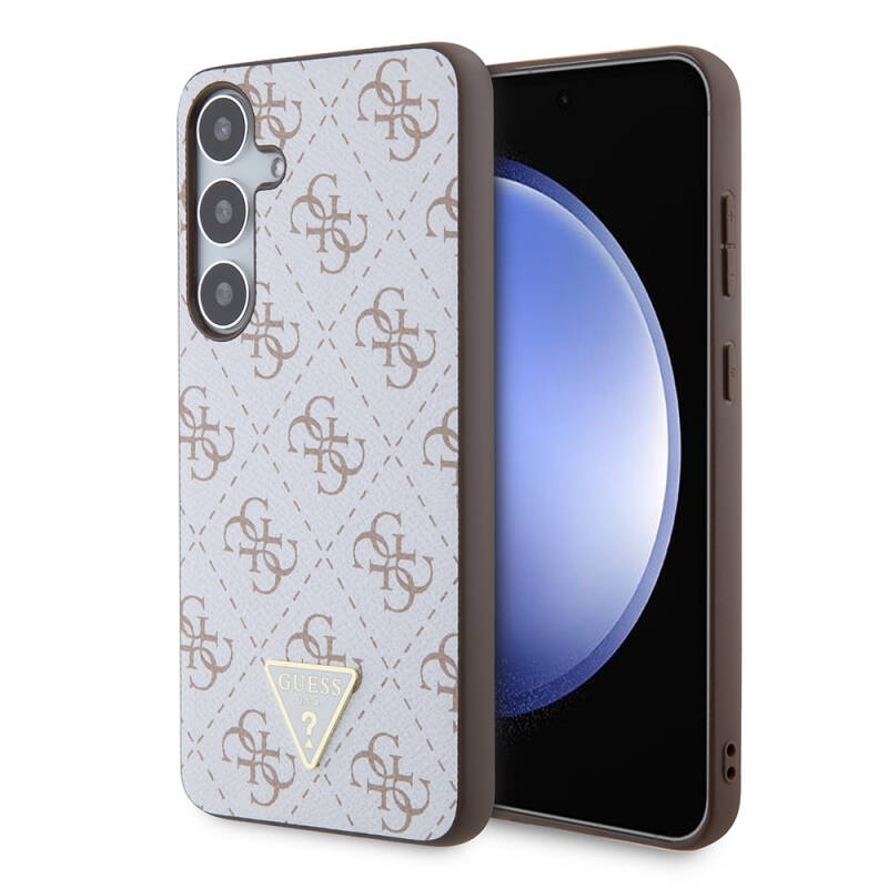 Galaxy S24 Plus Case Guess Original Licensed PU Triangle Logo 4G Patterned Cover - 1