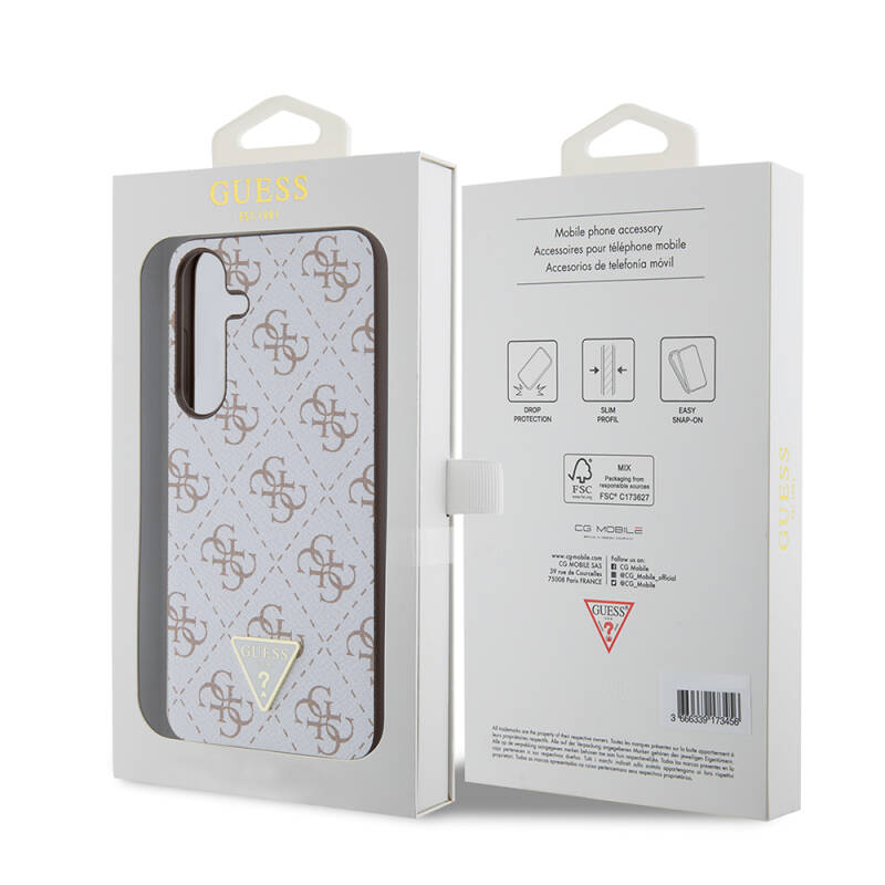 Galaxy S24 Plus Case Guess Original Licensed PU Triangle Logo 4G Patterned Cover - 7