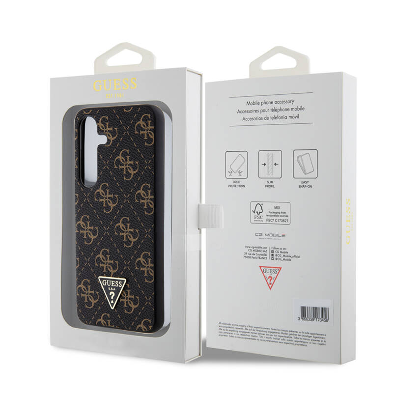 Galaxy S24 Plus Case Guess Original Licensed PU Triangle Logo 4G Patterned Cover - 15