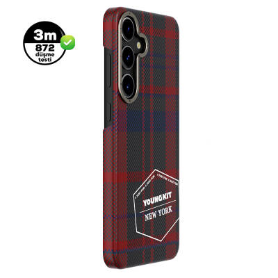 Galaxy S24 Plus Case Plaid Patterned Youngkit Gezhi Series Cover - 3