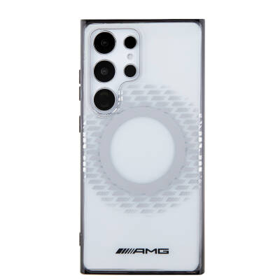 Galaxy S24 Ultra Case AMG Original Licensed Magsafe Charging Featured Rhombus Patterned Transparent Cover - 8
