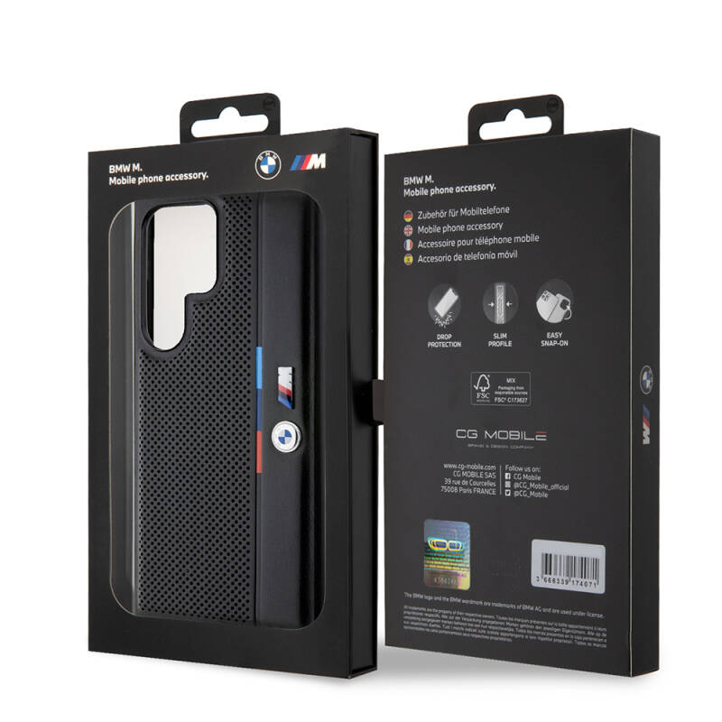 Galaxy S24 Ultra Case BMW Original Licensed M Logo Three Color Striped Perforated Detail Line Cover - 7