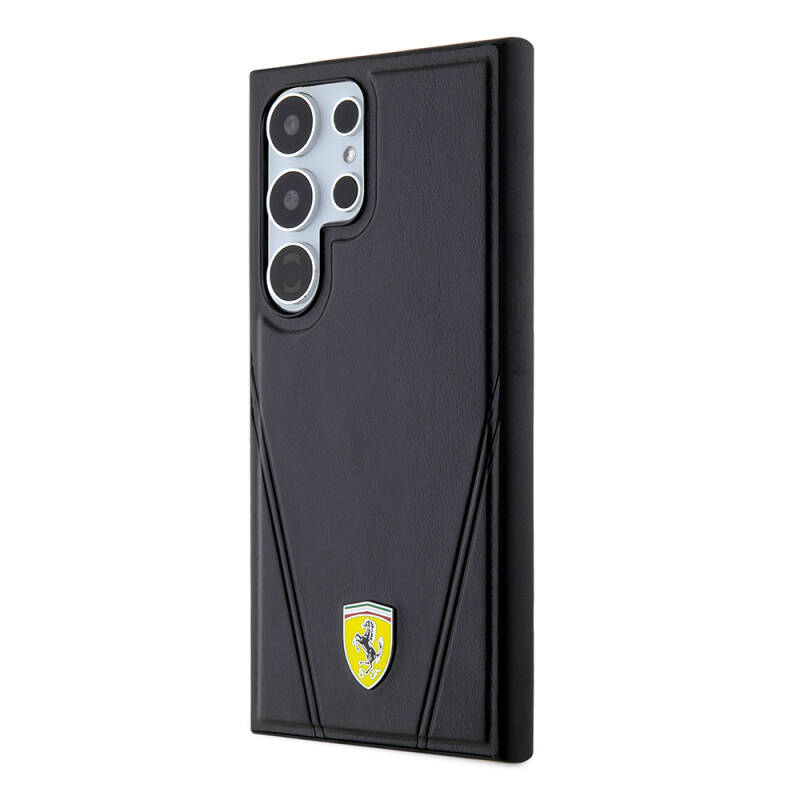 Galaxy S24 Ultra Case Ferrari Original Licensed Hot Print V Striped Leather Cover with Magsafe Charging Feature - 2
