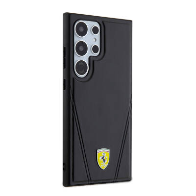 Galaxy S24 Ultra Case Ferrari Original Licensed Hot Print V Striped Leather Cover with Magsafe Charging Feature - 3