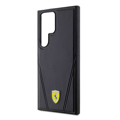 Galaxy S24 Ultra Case Ferrari Original Licensed Hot Print V Striped Leather Cover with Magsafe Charging Feature - 5