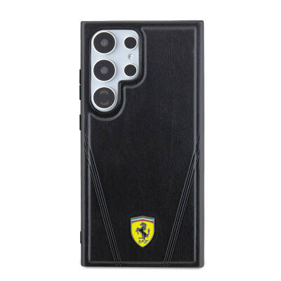 Galaxy S24 Ultra Case Ferrari Original Licensed Hot Print V Striped Leather Cover with Magsafe Charging Feature - 8