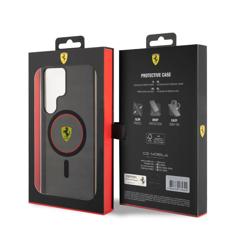 Galaxy S24 Ultra Case Ferrari Original Licensed Magsafe Charging Featured Smoked Interior Surface Circle Line Cover - 7