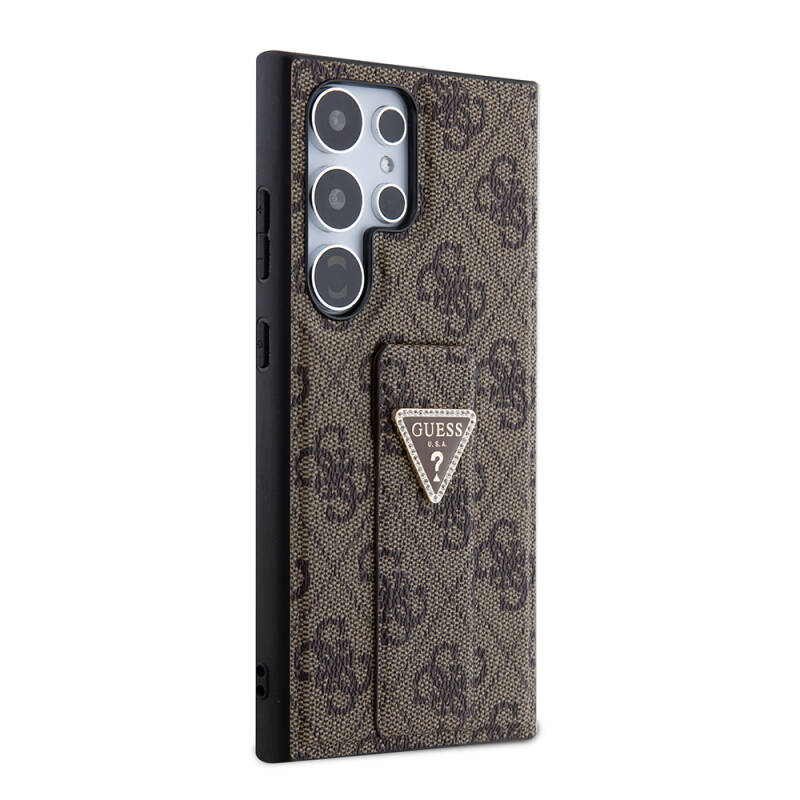 Galaxy S24 Ultra Case Guess Original Licensed 4G Patterned Triangle Logo Leather Cover with Stand - 3