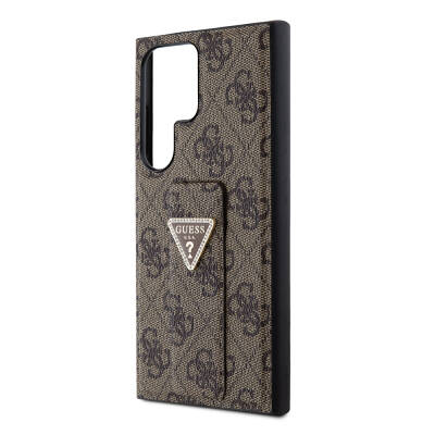 Galaxy S24 Ultra Case Guess Original Licensed 4G Patterned Triangle Logo Leather Cover with Stand - 5