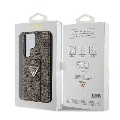 Galaxy S24 Ultra Case Guess Original Licensed 4G Patterned Triangle Logo Leather Cover with Stand - 7