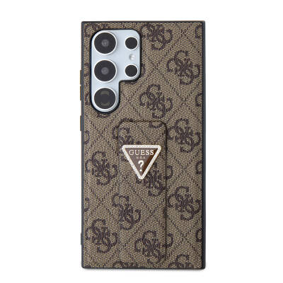 Galaxy S24 Ultra Case Guess Original Licensed 4G Patterned Triangle Logo Leather Cover with Stand - 16