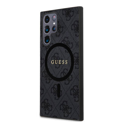 Galaxy S24 Ultra Case Guess Original Licensed Magsafe Charging Featured 4G Patterned Text Logo Cover - 2