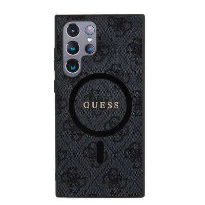 Galaxy S24 Ultra Case Guess Original Licensed Magsafe Charging Featured 4G Patterned Text Logo Cover - 3