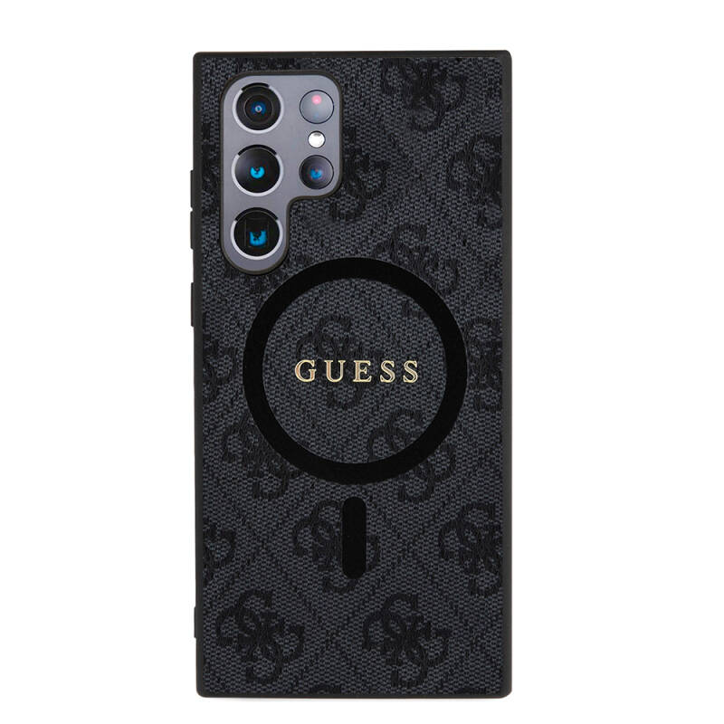Galaxy S24 Ultra Case Guess Original Licensed Magsafe Charging Featured 4G Patterned Text Logo Cover - 3