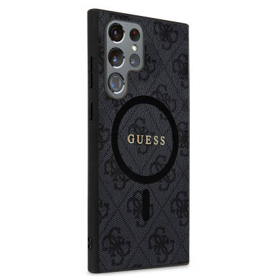 Galaxy S24 Ultra Case Guess Original Licensed Magsafe Charging Featured 4G Patterned Text Logo Cover - 4